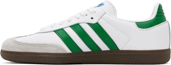 adidas Originals White & Green Samba OG Sneakers - Image 3