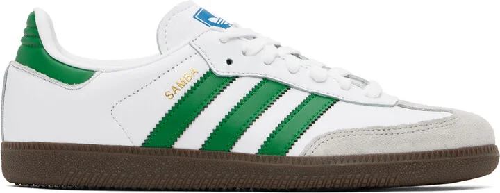 adidas Originals White & Green Samba OG Sneakers