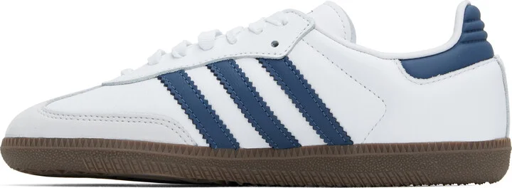 adidas Originals White & Navy Samba OG Sneakers - Image 3