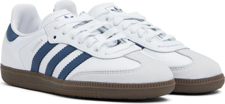adidas Originals White & Navy Samba OG Sneakers - Image 4