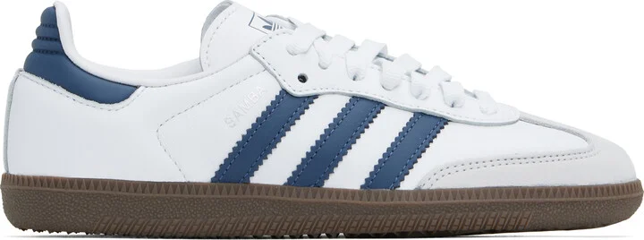 adidas Originals White & Navy Samba OG Sneakers