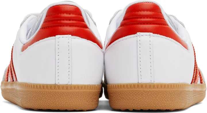 adidas Originals White & Red Samba OG Sneakers - Image 2