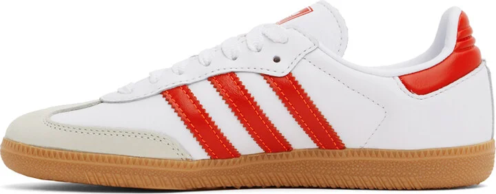 adidas Originals White & Red Samba OG Sneakers - Image 3