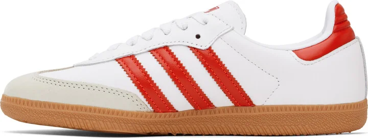 adidas Originals White & Red Samba OG Sneakers - Image 3