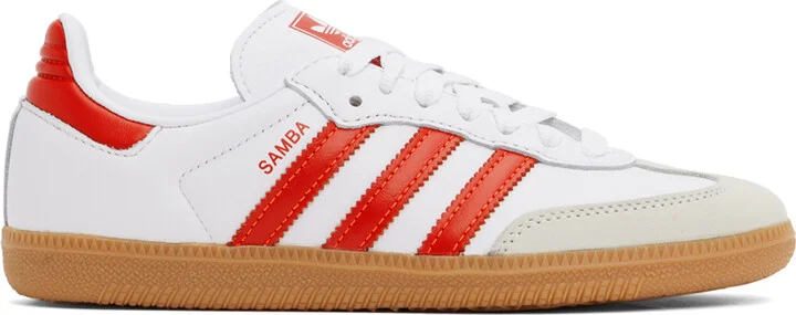 adidas Originals White & Red Samba OG Sneakers