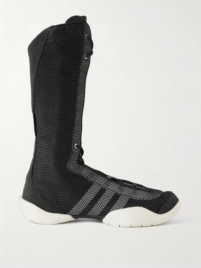 adidas Originals - + Y-3 Regu Leather And Suede-trimmed Mesh Knee Boots - Black