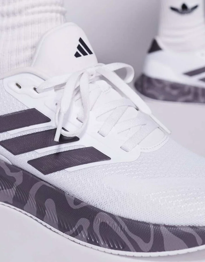 adidas Performance Runfalcon 5 sneakers in white and black - Image 3