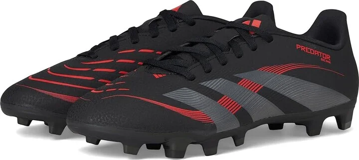 adidas Predator Club Firm Ground/Multi Ground Soccer Cleats Soccer Shoes Black/Grey/Lucid Red : Men's 11 - Women's 12 Medium, Rubber