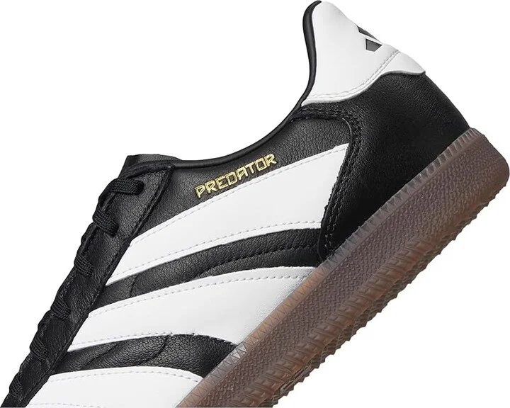 adidas Predator Freestyle Indoor Soccer Cleats Soccer Shoes Black/White/Gold Metallic : Men's 5 - Women's 6 Medium, Suede - Image 7