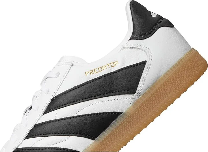 adidas Predator Freestyle Indoor Soccer Cleats Soccer Shoes White/Black/Gold Metallic : Men's 9.5 - Women's 10.5 Medium, Suede - Image 7