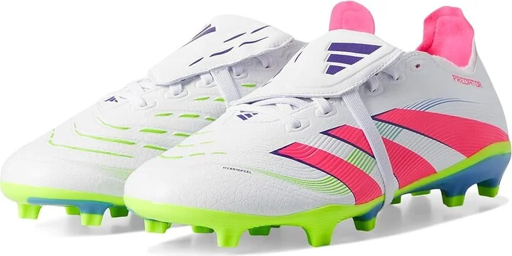 adidas Predator League Folded Tongue Firm Ground/Multi Ground Soccer Cleats Soccer Shoes White/Lucid Pink/Lucid Lemon : Men's 9 - Women's 10 Medium