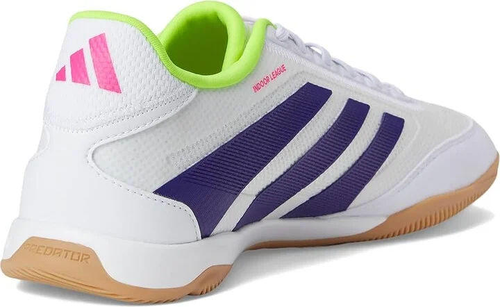 adidas Predator League Indoor Soccer Cleats Soccer Shoes White/Collegiate Purple/Lucid Lemon : Men's 8 - Women's 9 Medium, Suede/Textile - Image 4