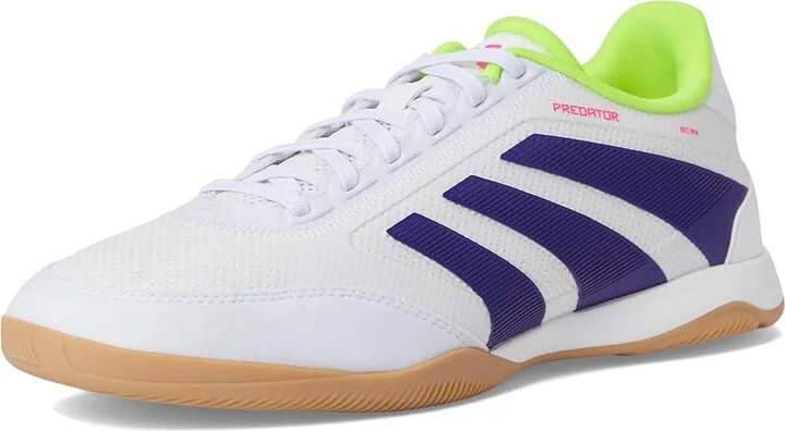 adidas Predator League Indoor Soccer Cleats Soccer Shoes White/Collegiate Purple/Lucid Lemon : Men's 8 - Women's 9 Medium, Suede/Textile - Image 5
