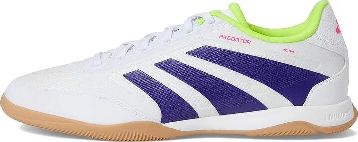 adidas Predator League Indoor Soccer Cleats Soccer Shoes White/Collegiate Purple/Lucid Lemon : Men's 8 - Women's 9 Medium, Suede/Textile - Image 6