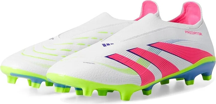 adidas Predator League Laceless Firm Ground Soccer Cleats Soccer Shoes White/Lucid Pink/Lucid Lemon : Men's 12 - Women's 13 Medium, Rubber