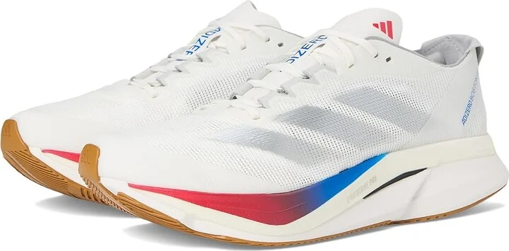 adidas Running adiZero Boston 12 Running Shoes Women's Shoes White/Matte Silver/Pure Ruby : 5.5 B - Medium