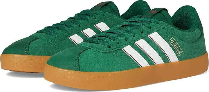 adidas VL Court 3.0 Men's Shoes Dark Green/White/Collegiate Burgundy : 13 D - Medium, Leather
