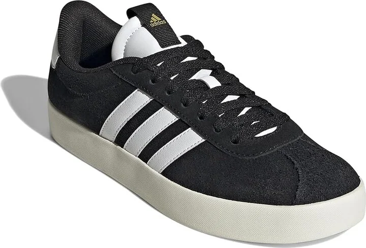 adidas VL Court 3.0 Women's Shoes Black/White/Gold Metallic : 7.5 B - Medium, Leather
