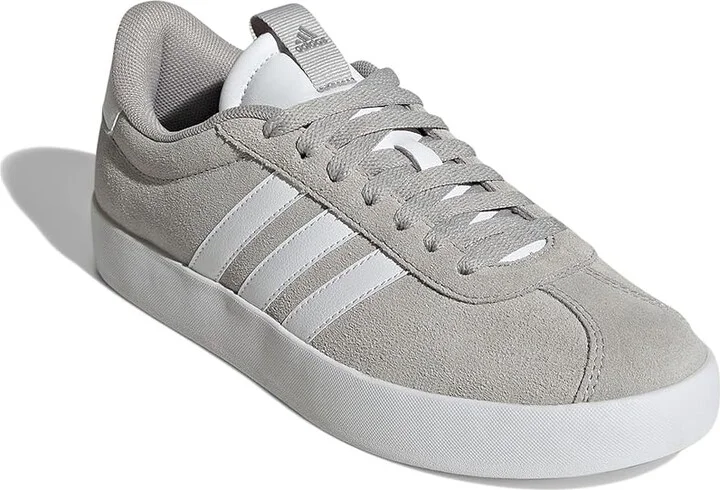 adidas VL Court 3.0 Women's Shoes Grey/White/Silver Metallic : 10.5 B - Medium, Leather