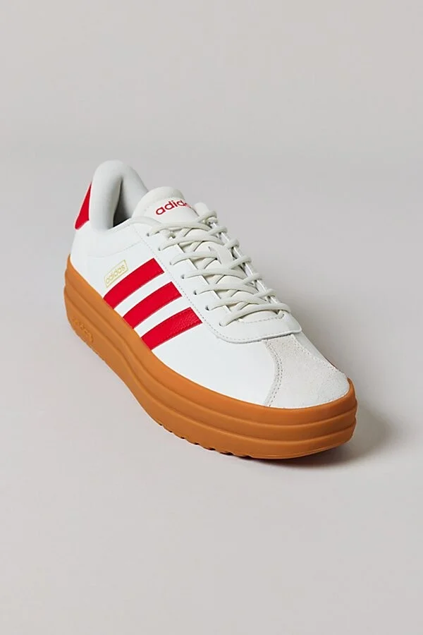 adidas Women's VL Court Bold Sneaker in Cream/Purple - Image 4