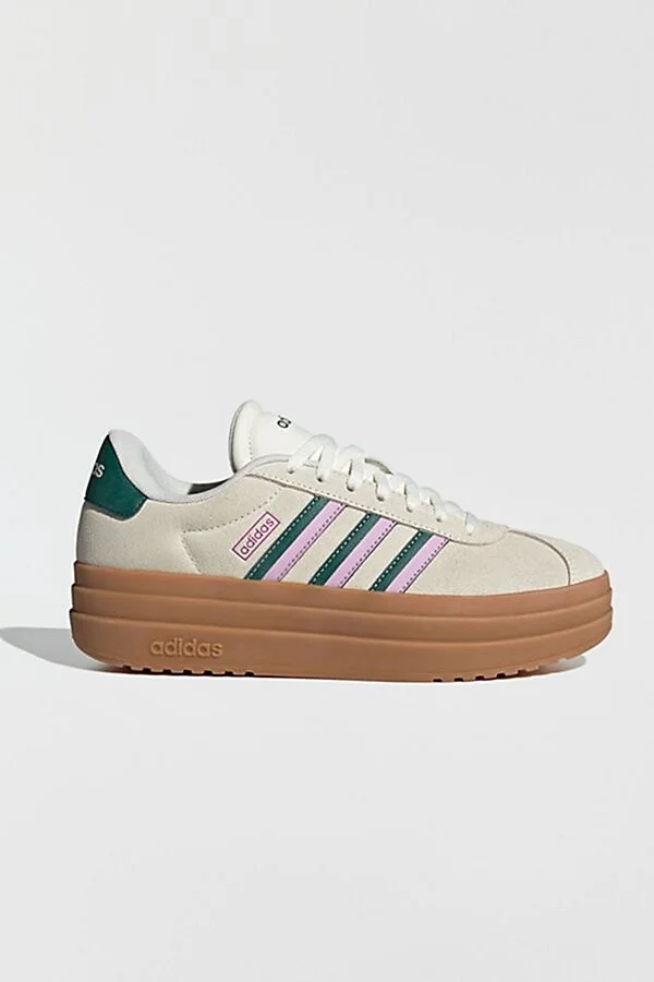 adidas Women's VL Court Bold Sneaker in Cream/Purple