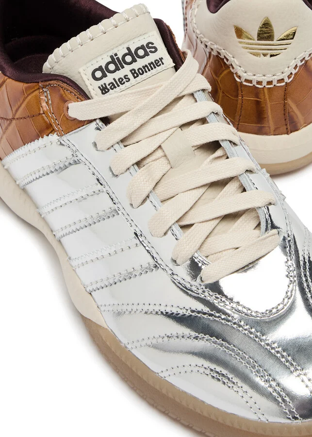 Adidas X Wales Bonner Samba Panelled Metallic Leather Sneakers - Image 4