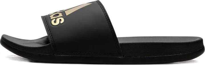 Adilette Comfort "Core Black Gold Metallic" slides