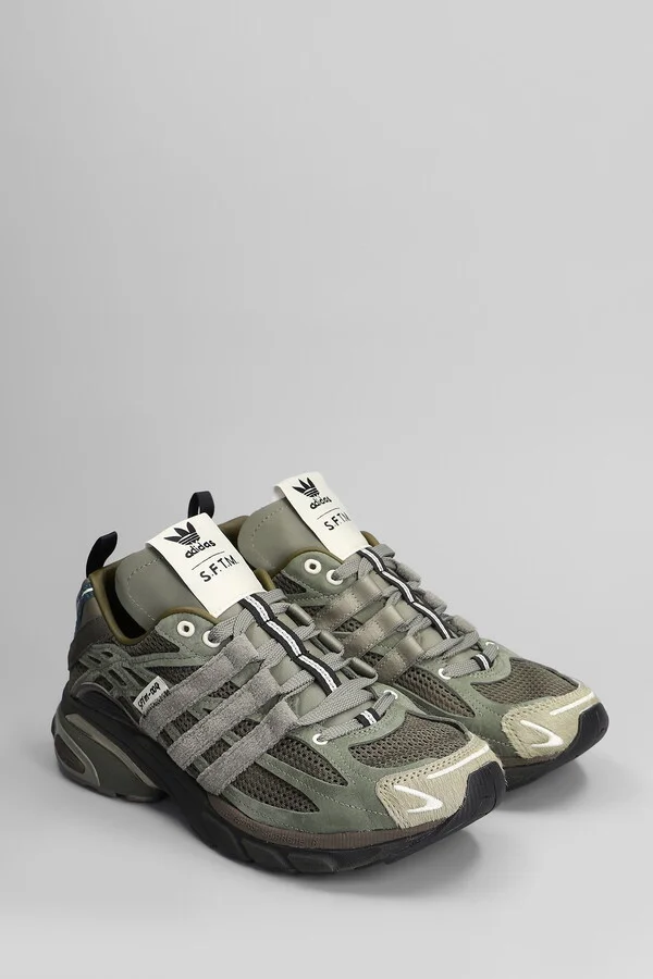 Adistar Cushion Sneakers In Green Suede And Fabric - Image 2