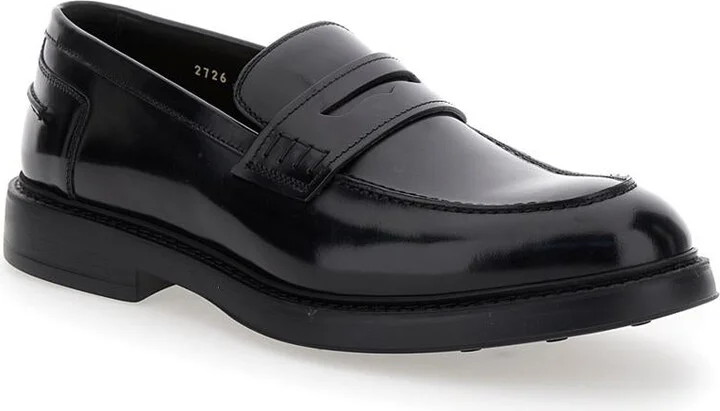 'Adler' Black Slip-On Loafers In Smooth Leather Man - Image 2