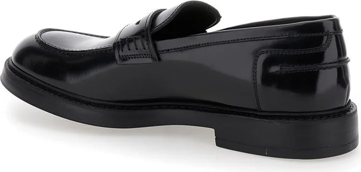 'Adler' Black Slip-On Loafers In Smooth Leather Man - Image 3