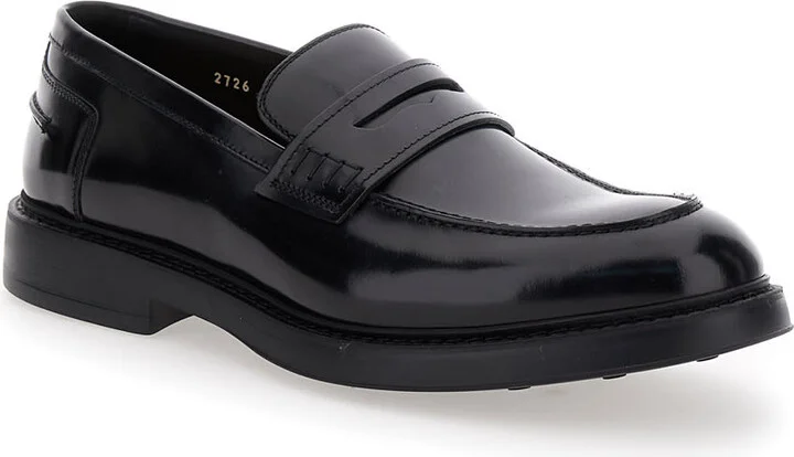 'adler' Black Slip-on Loafers In Smooth Leather Man - Image 2