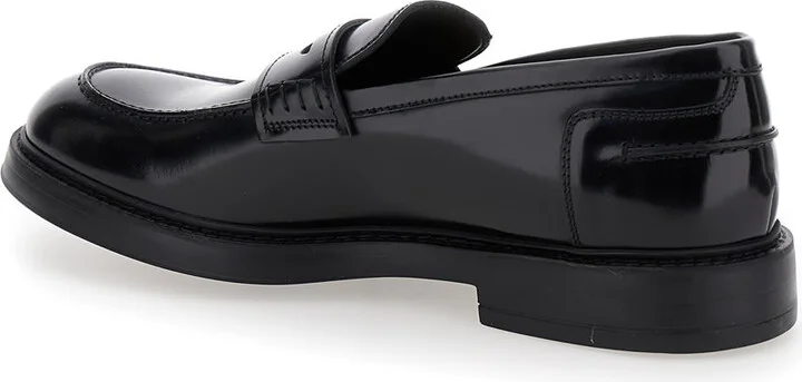 'adler' Black Slip-on Loafers In Smooth Leather Man - Image 3