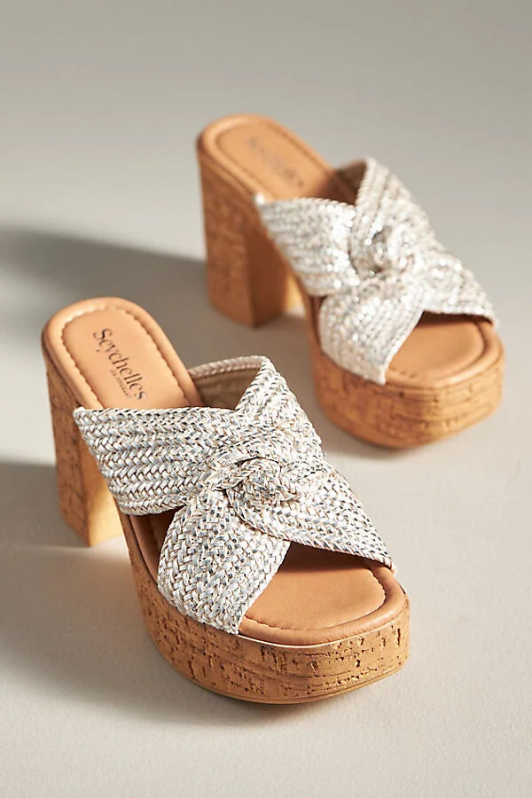 Adorned Cork-Bottom Platform Heels