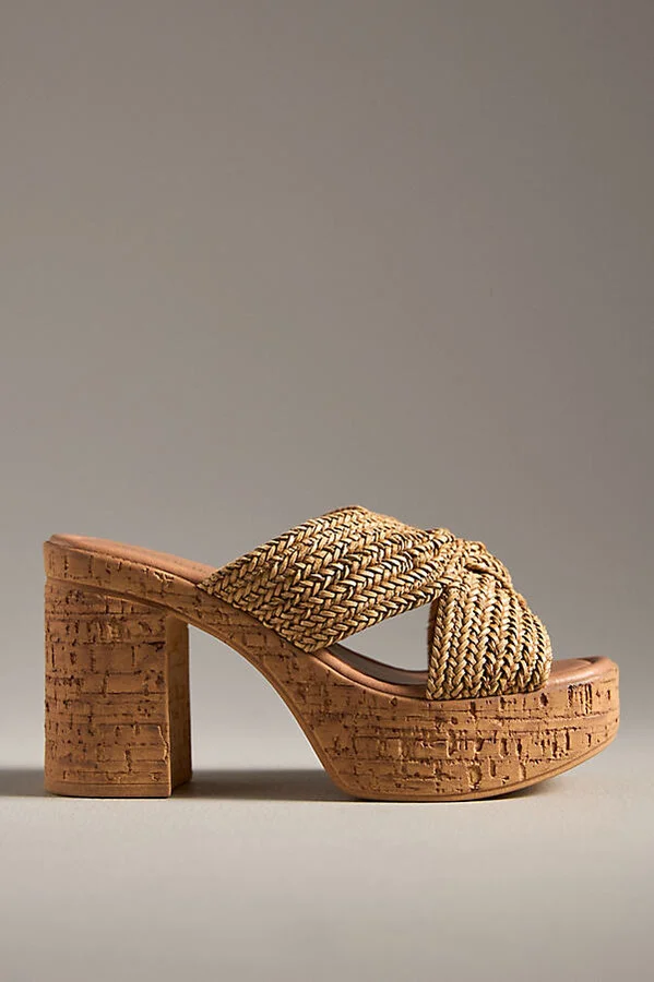 Adorned Cork-Bottom Platform Heels