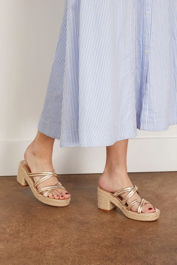 Adrian Platform Sandal in Soft Gold/Natural - Image 2