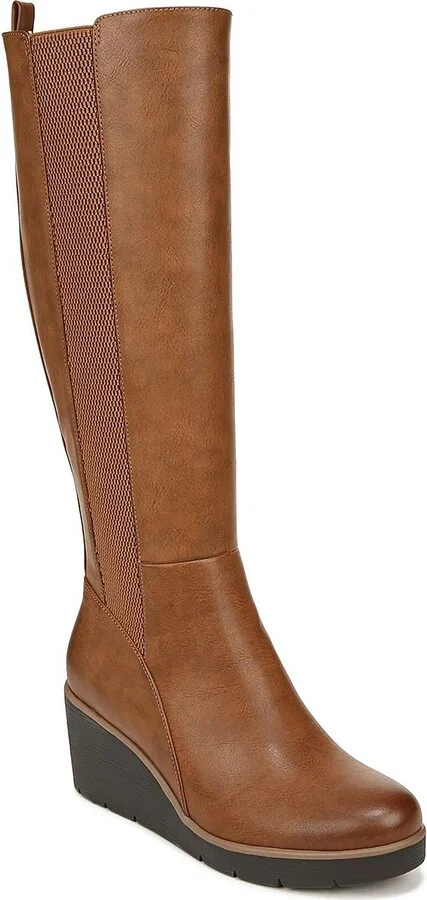 Adrian Womens Cushioned Footbed Wedge Knee-High Boots