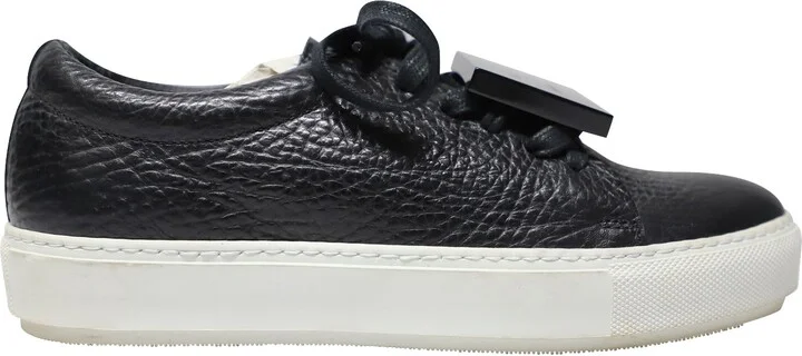 Adriana Low Top Sneakers in Black Calfskin Leather
