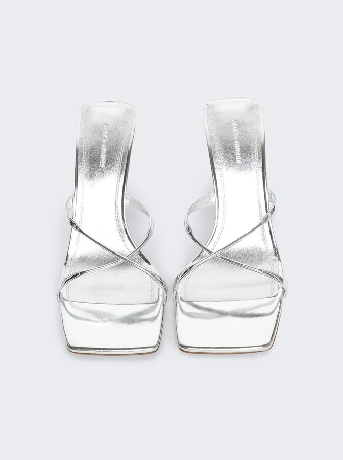 Adriana Mirror High Heel Slipper Sandal Silver