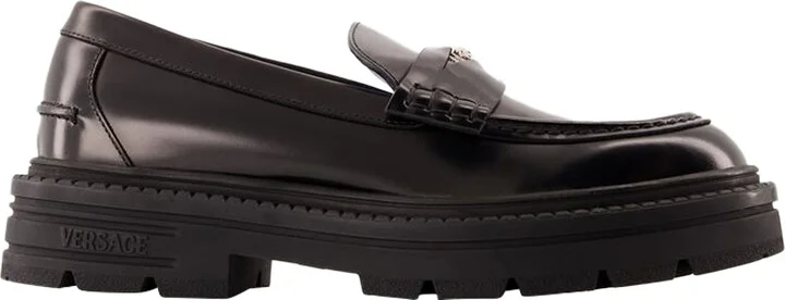 Adriano Flat Shoes - Versace - Leather - Black