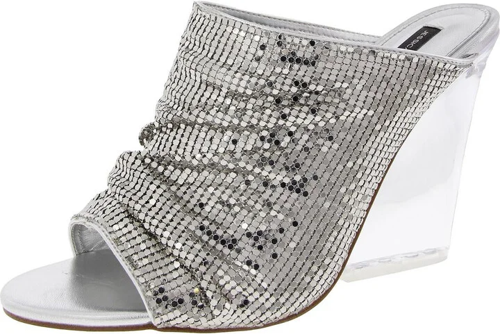 Adrienne Womens Comfort Insole Metal Wedge Sandals