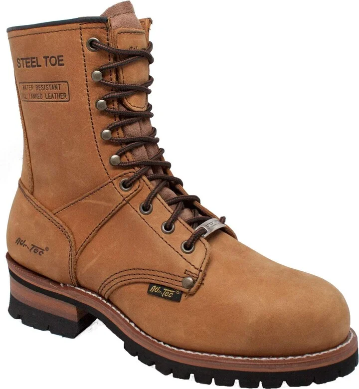 AdTec 9 Inch Super Logger Steel Toe Boots for Men