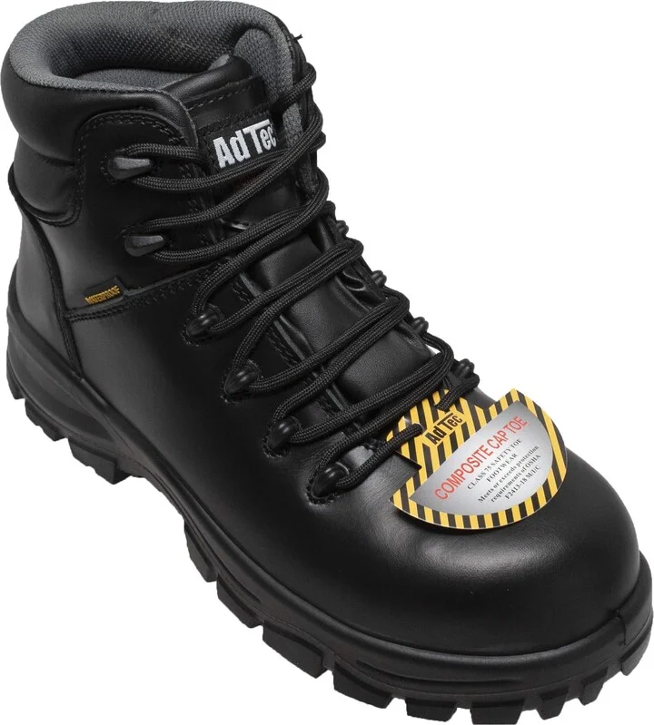 AdTec Ankle Women's 6" Waterproof Cap Toe Work Boot Black