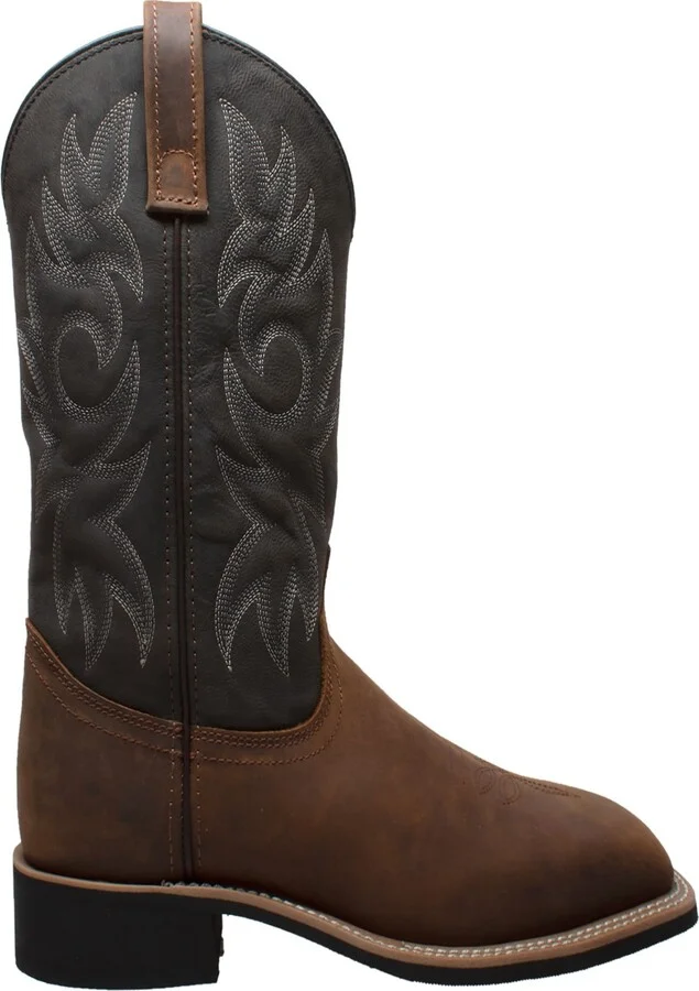 AdTec Men's 12" Work Western Square Toe Black/Brown - Black/brown - Image 2