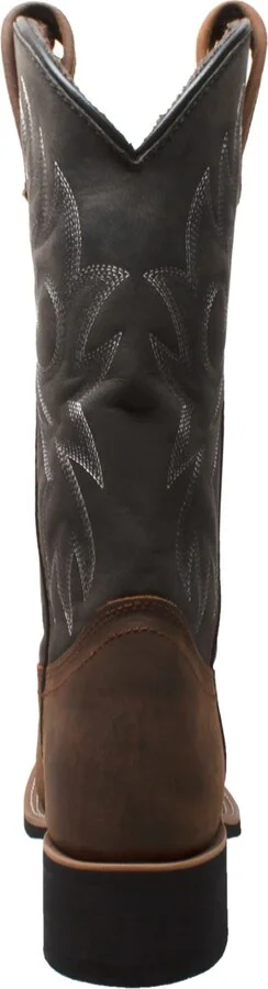 AdTec Men's 12" Work Western Square Toe Black/Brown - Black/brown - Image 4