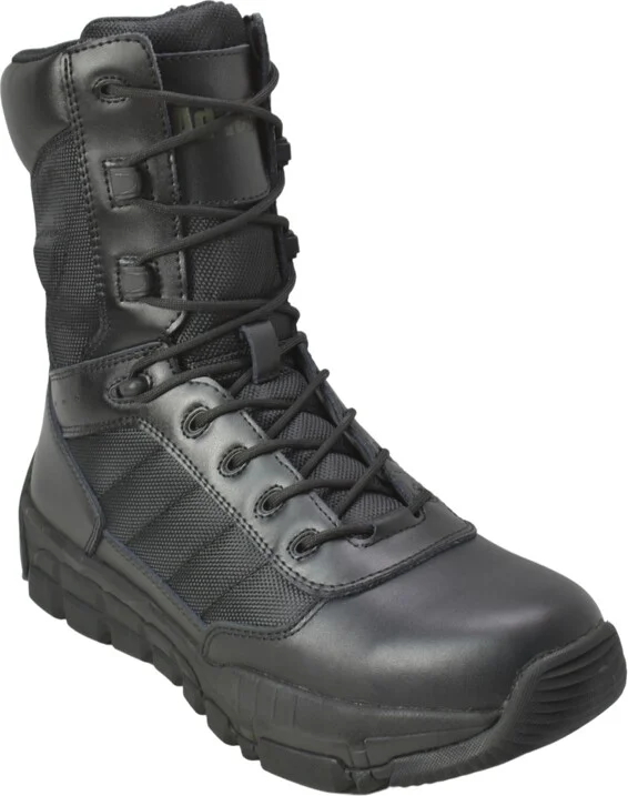AdTec Men's 9" Full Grain Leather Side Zipper Waterproof Tactical Boot, Black