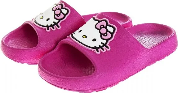 Adult Hello Kitty Logo Pink Slide Sandals - Size
