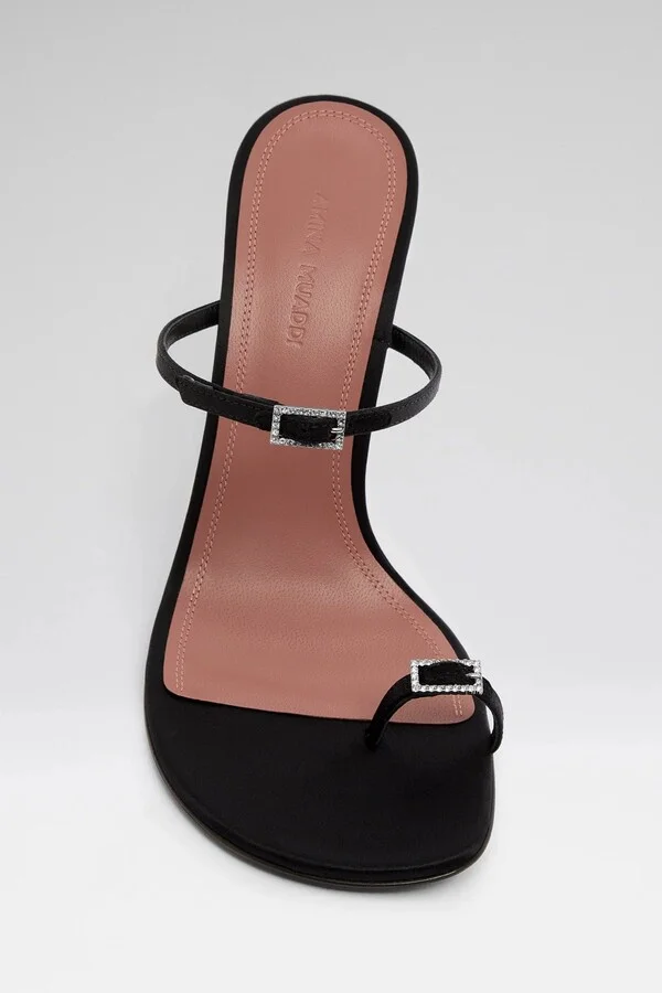 Adut Thong Slipper 105 in Black Satin - Image 2