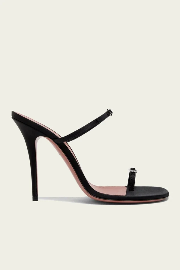 Adut Thong Slipper 105 in Black Satin