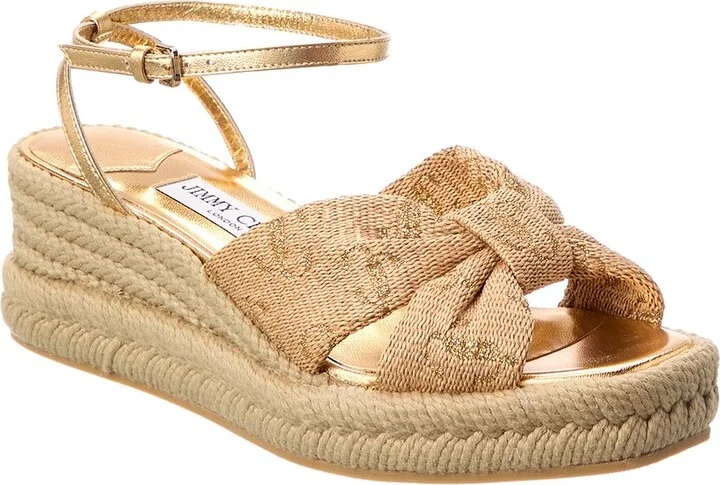 Aella 60 Raffia & Leather Wedge Sandal