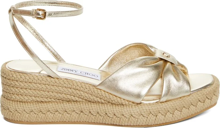 Aella Metallic Leather Espadrille Wedge Sandal - Image 3